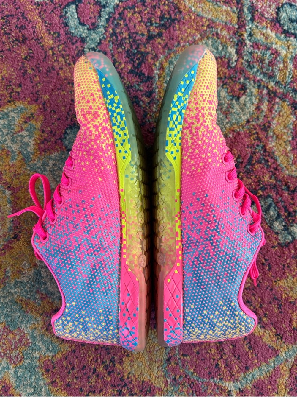 NOBULL | Unisex Bright Pink/Rainbow Glitch Training Shoe Pink Laces Mens 8.5 W10 - Picture 9 of 16